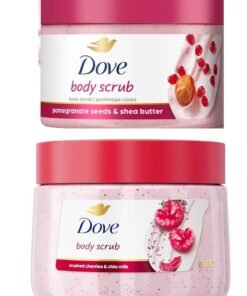Dove Body Scrub – Pomegranate Seeds & Shea Butter – 298g / Crushed Cherries & Chia Milk – 425g