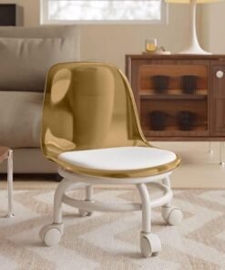 PU Leather Modern Rolling Stool with Low Back Height Adjustable Work Salon Drafting Swivel Task Chair