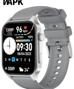 WAPIK Korean Brand X5S Smart Watch,Business Smartwatch,Waterproof Fitness Watch, Bluetooth Calling,Smart watch for Men, Zinc Alloy Vacuum Plating, Heart Rate Monitoring,Smart watch for Women Silver