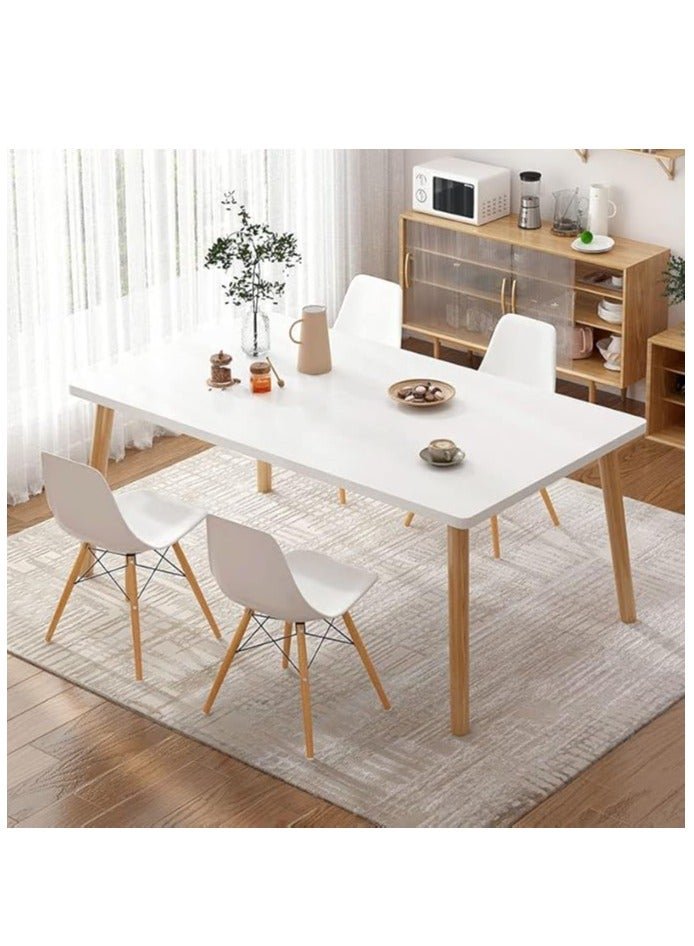 Dining Table, Modern Coffee Table Lunch Table with Solid Wooden Legs, Simple Square Side Desk Kitchen Table for Small Space Like Home Living Room Kitchen Dining Room Lounging Cafeterias (Square, 100 * 60 * 73CM)