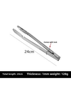 Thickened Stainless Steel Food Clip Buffet Malatang Barbecue Clip Bread Food Long Clip Hotel Supplies-Color:S426-extra Thick Food Clip-24cm