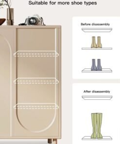 Sharpdo Shoe Storage Cabinet, Ins Style Shoe Organizer for Entryway & Hallway Slim Narrow Freestanding Shoe Rack Wooden Shoe Organiser Shoe Rack Shoe Cabinet Behind The Door Saves Space 80*32*92cm - Image 2