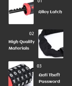 Alternative view of GROIC Bicycle Chain Lock, Security Anti-Theft Bike Lock Chain Resettable Combination Bicycle Lock Bike Locks for Bike, Motorcycle, Bicycle, Door, Gate, Fence, Grill