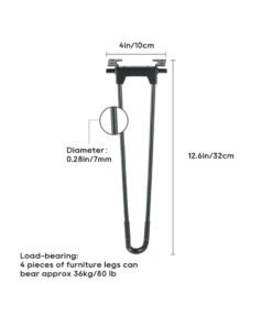 Heavy Duty Folding Table Legs 12.6 Inch Metal Feet for Sofa Bed Cabinets Home DIY Black Set of 4 with Screws