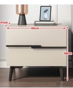 JANTENS Nightstand with 2 Drawers Bedside Table Night Stand End Table Dresser for Home, Bedroom Accessories Beige 44*41*48cm - Image 3