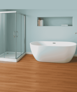 Combo offer | freestanding bathtub + floor-mounted faucet + 80x80cm tempered glass shower enclosure