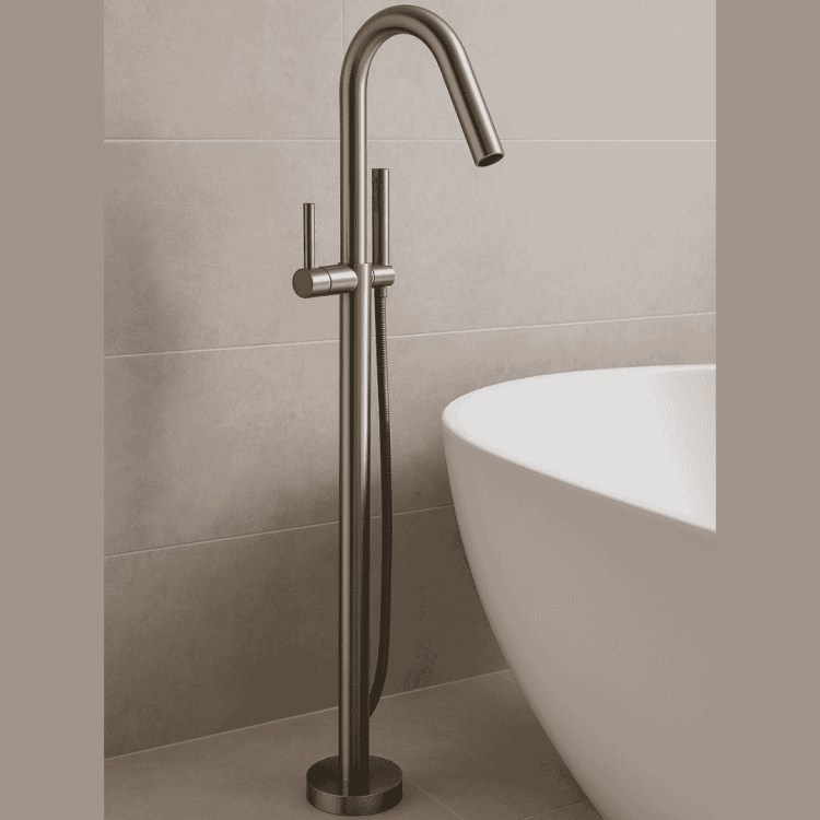Matte grey Floorstand Mixer for bathtub