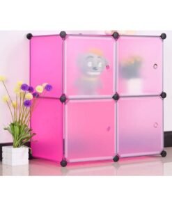 DubaiGallery Portable Closet Storage Rack Environmentally Friendly Resin Material, DIY Assembly. Modular Bookcase, Bedroom, Storage Rack with Door 4 Cabinet