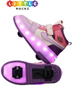 LITTLE ROCKZ Two Wheel LED Flash Light Fashion Shiny Sneaker Skate Heelys Shoes With Lightning Sole