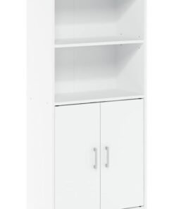 MODERN HOME White Bookcase with 2-Door Bottom Cabinet | Multi-Use Office & Home Storage