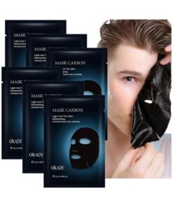OKADY Activated Carbon Men Sheet Mask, 10 Pcs Deep Purifying Mask, Extracted Mineral Activated Carbon, Detoxify and Tighten Skin, Deep Cleaning Pores, Gift for Men, Father, Boyfriend, Vegan