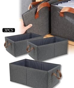 DUNISO 3 Pcs Wardrobe Clothes Organizer Foldable Clothes Storage Box ，Closet Organizer Bins，Moisture and Mold Prevention，Sturdy and Durable，with Handles，for Storing Shirts, Sweaters, T-Shirts, Jeans