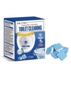 JUE-FISH Ultra-Clean Toilet Effervescent Tablets, Automatic Toilet Cleaner, Toilet Disinfection Tablets, Cleaning Decontamination, Urine Stain Remover, Toilet Cleaning Spirit（1 Box of 16 Pieces）