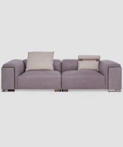 AL HUZAIFA FURNITURE Tropez 3 Seater Sofa, Upholstered In Full Grain Leather, Stainless Steel Legs