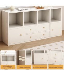 Alternative view of fashionhome Multipurpose Use Floor Standing Storage Cabinet Multi Layers Bookcase Storage Organizer Display Rack with 4 Drawers and 2 Door Cabinets for Living Room Home Office 120x30x64 cm
