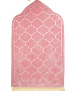 Fabienne Embossed Prayer Mat Anti-Slip Velvet Top Islamic Prayer Mat Dome Style Thick Padded Sajadah Prayer Rug for Men Women Eid Gift Ramadan Pink 70x110 cm