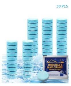 Kimaya 50 Pieces Car Windshield Glass Concentrated Washer Tablets Windshield Washer Fluid Solid Car Effervescent Tablets Glass Solid Wiper Cleaning Tablets for Car Kitchen Window