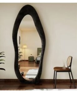 Full Body Mirror, Standing Mirror, Black, Full Body Wall Mirror with Fleece Wrapped to Lean on the Wall for Bedroom, Living Room, Hallway and Wardrobe, 177 x70 cm