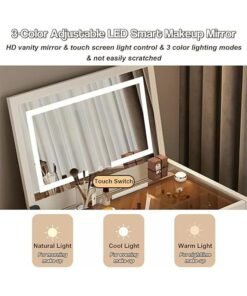 Alternative view of keke Multifunctional Makeup Vanity Dressing Table with Drawers and Chair 70 CM