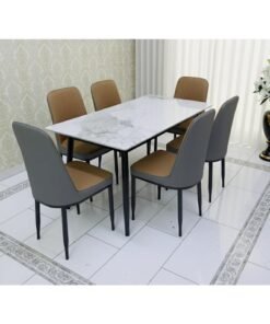 LHFHOMT- 7-Pieces Dining Sets, 1 Piece Rectangular Table With with 6 Chairs Modern Design Furniture for Home, Dining Room, Cafeteria