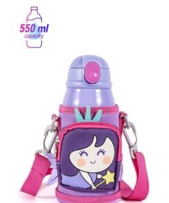 Milk & Moo Kids Steel Thermos Water Bottle with Bag 550ml, Colorful Mermaid Design, Leakproof and BPA Free, Eco-Friendly Material, Ideal for School, Picnic, Travel, Outdoor