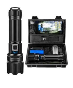 Protect Torch Flashlight High Lumens 10000 Super Bright Tactical Flashlights IP67 Waterproof Zoomable for Outdoor Camping Hiking Emergency with 5000mAh Battery