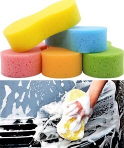GROIC 5-PCs Car Wash Sponges Large Cleaning Honeycomb Sponges Pad, Car Cleaning Supplies High Foam Cleaning Washing Sponge Pad for Car Cleaning with Vacuum Compressed Packing 22*11*4.5 CM