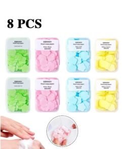 8 Pcs Petal Shape Soap Flakes Hand Soap Sheets, Mini Portable Antibacterial Soap Sheets the Box, Disposable Travel Scented Bath Slice Sheet Foaming Paper Soap (Colorful)
