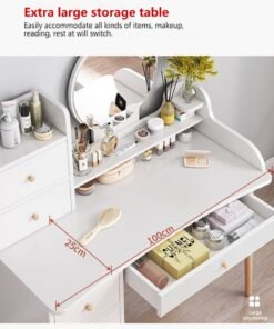 Sharpdo Modern Minimalist Bedroom Dressing Table with LED Makeup Mirror, 7 Drawers for Storage and Partition Storage Dressing Table With Drawers Vanity Table Beautiful Makeup Table (Without Dressing Chair) - Image 4