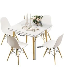 Modern Dining Table Eames Table Simple Wooden Small Square Table for Small Space Like Home Living Room Office Meeting Room Kitchen Lounging and Cafeterias