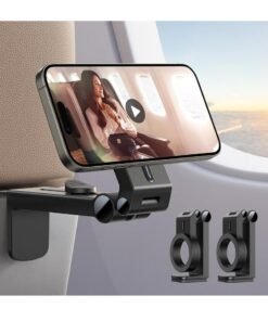 ELTRAZONE 2-Pack Airplane Phone Holder – Hands-Free Phone Mount, Travel Essentials for iPhone 15 Pro Max, iPhone 14/13/12, Magsafe-Compatible, Adjustable Stand for Airplane Tray Table