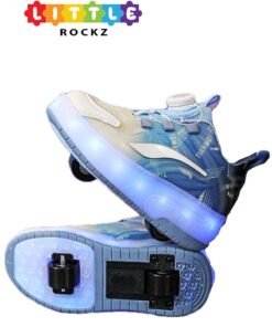 LITTLE ROCKZ Two Wheel LED Flash Light Fashion Shiny Sneaker Skate Heelys Shoes With Lightning Sole