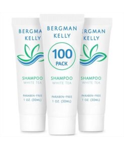 BERGMAN KELLY Travel Size Hotel Shampoo (1 fl oz, 100 PK, White Tea), Delight Your Guests with Revitalizing and Refreshing Shampoo for Guest Hospitality, Mini & Small Size Luxury Shampoo in Bulk