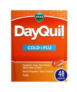 Vicks DayQuil Cold & Flu Medicine, Non-Drowsy Powerful Multi-Symptom Daytime Relief for Headache, Fever, Sore Throat, Minor Aches and Pains, Nasal Congestion, Sinus Pressure and Cough, 48 Liquicaps