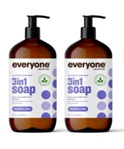 everyone for every body Everyone 3-in-1 Soap, Body Wash, Bubble Bath, Shampoo, 32 Ounce, Lavender and Aloe, Coconut Cleanser with Organic Plant Extracts and Pure Essential Oils (Packaging May Vary) (Pack of 2)