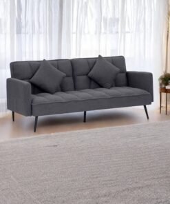 Royaloak Tivoli Italian Fabric Sofa Bed | Convertible Sofa to Bed | Boucle Fabric | Tapered Metal Legs | Super-soft Cushions | Sofa Convertible to Bed | Tufting Design | Modern style | Sofa Bed