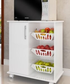DANUBE HOME Ledian Single Door Fruit Cabinet Sturdy Home Kitchen Organiser Modern Design Furniture For Dining Room Living Room Kitchen 68x40x74 cm White