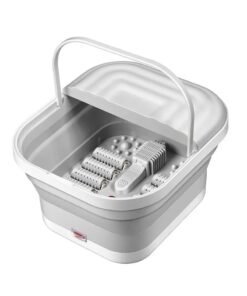 MARGOUN Electric Roldable Foot Spa Infrared Vibrating Bath Massager Soothing Rollers Collapsible Foot Spa Bath Pedicure with Heat / Greyish White
