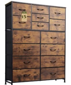 keke 15-drawer large size Fabric model For inside Home Bed Room Storage Cabinet Brown Color 100cm