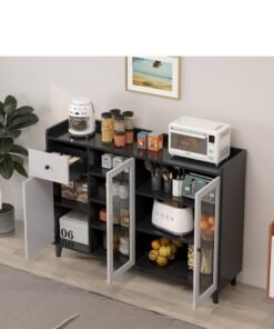 Alternative view of Kitchen Cabinet, Home Sideboard Buffet Cabinet, Modern Coffee Corner Bar Storage Cabinet with Drawers and Doors for Hallway Kitchen Dining Living Room (ZWG013)