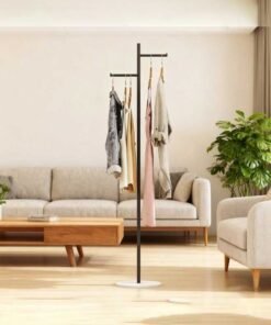 Alternative view of RAWAID Black Coat Rack with Rock Plate Base Freestanding Metal Clothes Hangers Stand with Small Clothes Rod for Entryway/Hallway/Bedroom/Coat Hall Tree Hanger