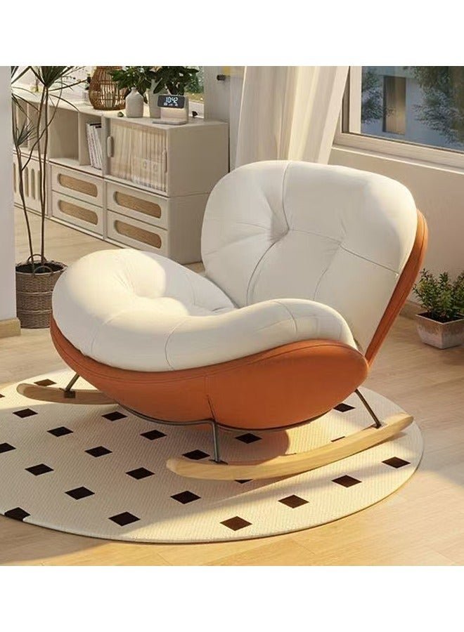 fashionhome Set of 2 Modern Upholstered Recliner High Back Ergonomic Comfy Rocking Chair with Footrest Patio Rocking Chair Couch Lounge Single Sofa Chair for Balcony Outdoor Chair Contemporary Accent Chair Leisure Chair for Living Room 90x100x75 and 40x30x20 cm (Fully Assembled)