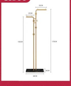 Alternative view of GUDOO Double-pole Coat Racks Freestanding Metal Gold Clothing Rack with 5 Hooks and Marble Base Modern Coat Hanger Stand for Entryway Living Room Bedroom