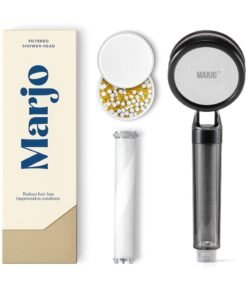 Marjo Shower Filter - High Pressure Handheld Shower Head | Water Filter Shower for Hair Loss | Healthy Skin & Hair, Bathroom Accessories, Lab-Tested Chlorine Removal (Transparent Black)