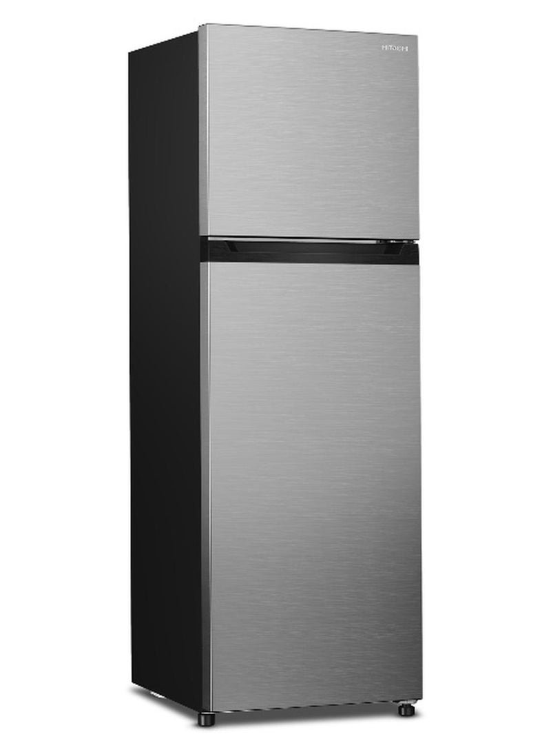HITACHI Double Door Refrigerator 260L , No Frost Fridge Freezer, Inverter Compressor, Dual Fan Cooling, Door Alarm And LED Light, Twist Ice Tray, Inox - HRTN5275MFXAE Inox