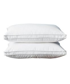 Hours Princess Hotel Pillow Pack Of 2 Microfiber 1Cm Stripe Pillow, 1000Grms, Queen Cotton White 75x50x12cm