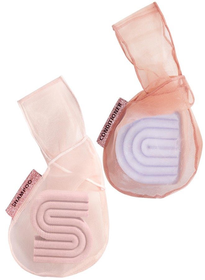 Kitsch Bar Soap Saver Bag - Recycled Mesh Beauty Bar Pouch for Body Wash, Conditioner & Shampoo Bars, Holder to Preserve Soap, Eco-Friendly, Patented Bag, 2pc Set - Blush & Terracotta