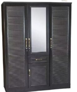 SULSHA 3 Door Wardrobe With Mirror And Drawer Black Color