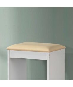 Alternative view of DANUBE HOME Supreme Stool for Dresser – Elegant Wooden Vanity Stool Chair for Bedroom, Makeup Table, Dressing Table – Comfortable Cushioned Seat for Home Furniture-White