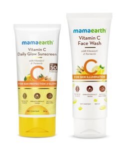 Mamaearth Vitamin C Glow Getter Duo | Vitamin C Face Wash - 100 ml & Vitamin C Daily Glow Sunscreen - 80 g | Brightens Skin | SPF 50 & PA++++ Protection | Revives Natural Glow